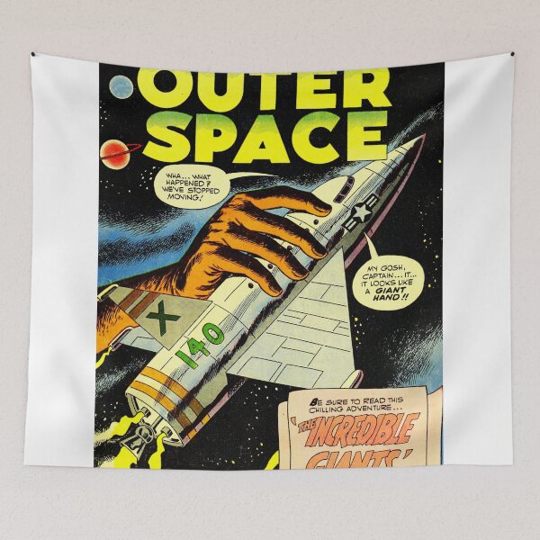 Item preview, VINTAGE SCIENCE FICTION Poster - Vintage Scifi Art Print. Giant alien hand in outer space takes down a rocket designed and sold by 12thStFactory.