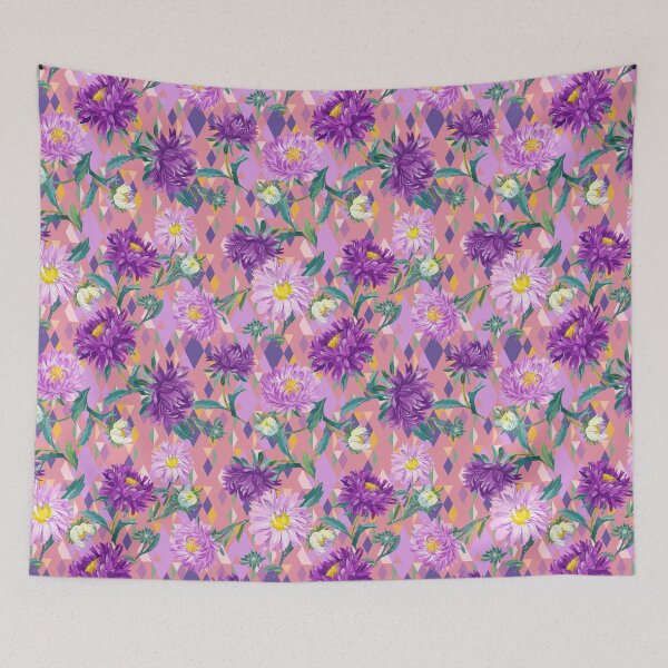 Item preview, Asters on pink background designed and sold by Irina Ivanova.