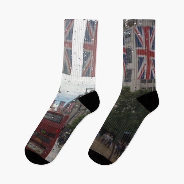 Item preview, Rainy London - Oxford Street Red Double Decker Bus and Union Jacks designed and sold by Georgia Mizuleva.