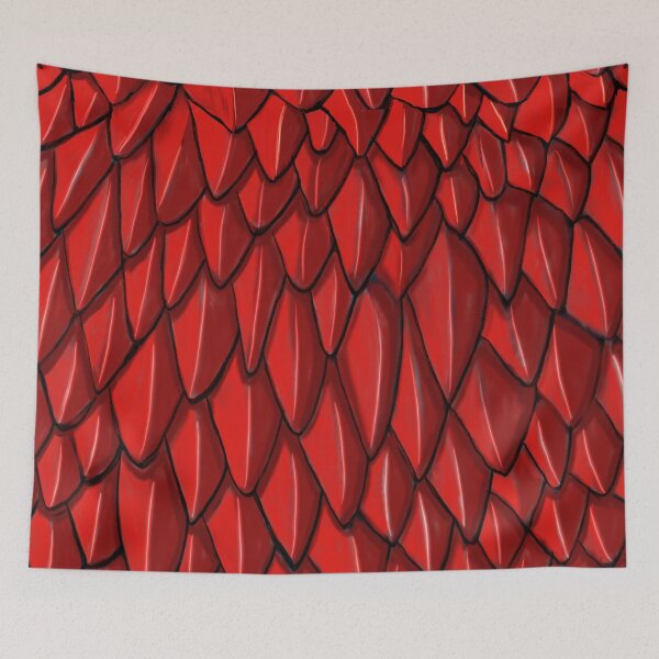 Item preview, Red Orange Mermaid Dragon Scales Pattern designed and sold by emmafifield.