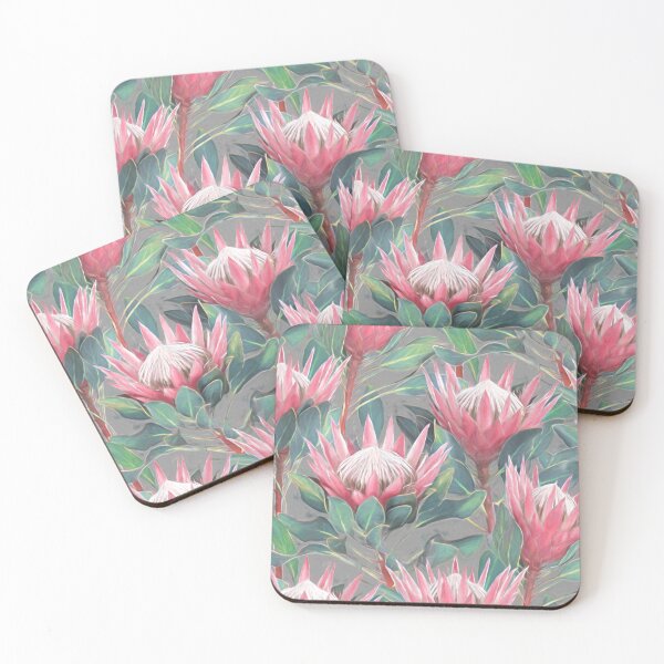 Item preview, Painted King Proteas - pink on grey designed and sold by micklyn.