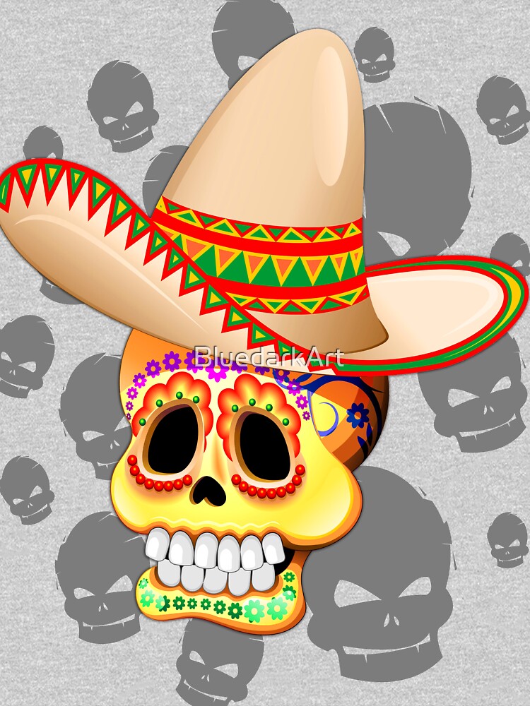 Thumbnail 5 of 5, Toddler Pullover Hoodie, Mexico Sugar Skull with Sombrero designed and sold by BluedarkArt.