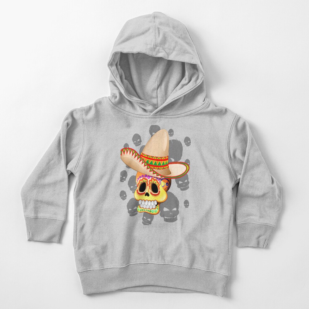 Mexico Sugar Skull with Sombrero Toddler Pullover Hoodie