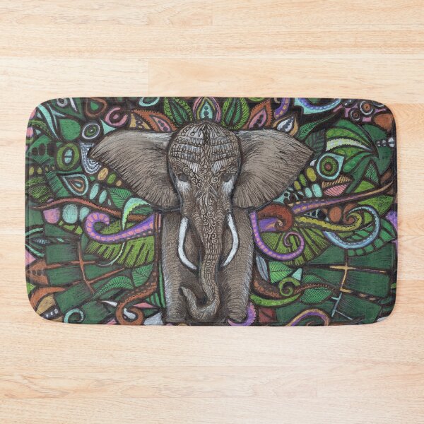 Item preview, Elephant, colorful pattern, rainforest designed and sold by artzimm.