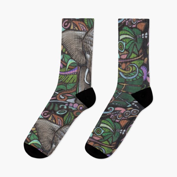 Item preview, Elephant, colorful pattern, rainforest designed and sold by artzimm.