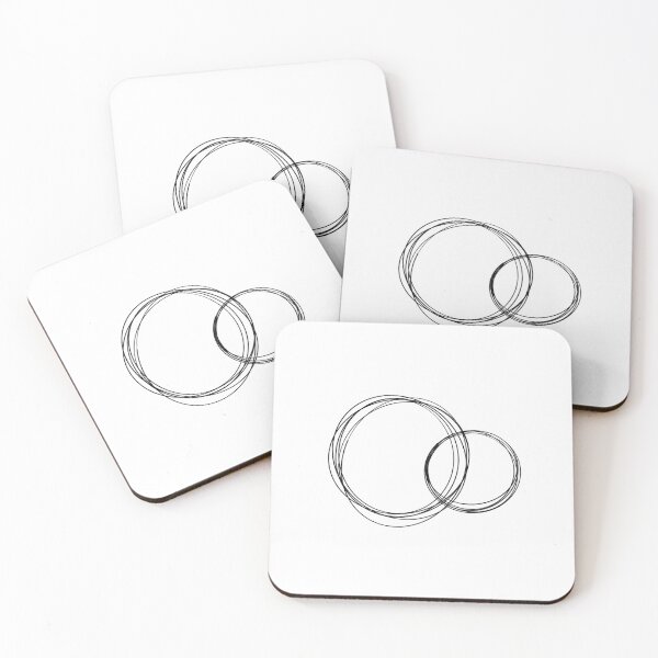 Item preview, Two Circles Interlocking Double Loop, Abstract Black Sketch Illustration Art designed and sold by Prints Actually.