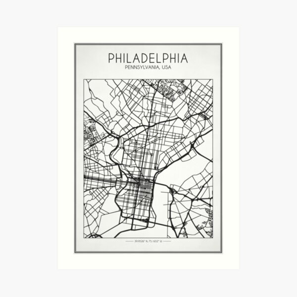 Mapa de calles de Filadelfia Lámina artística