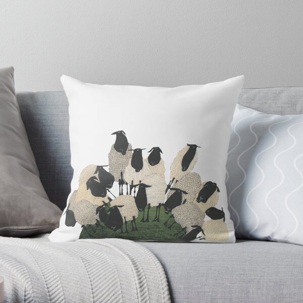 Sheep on the Hill Throw Pillow