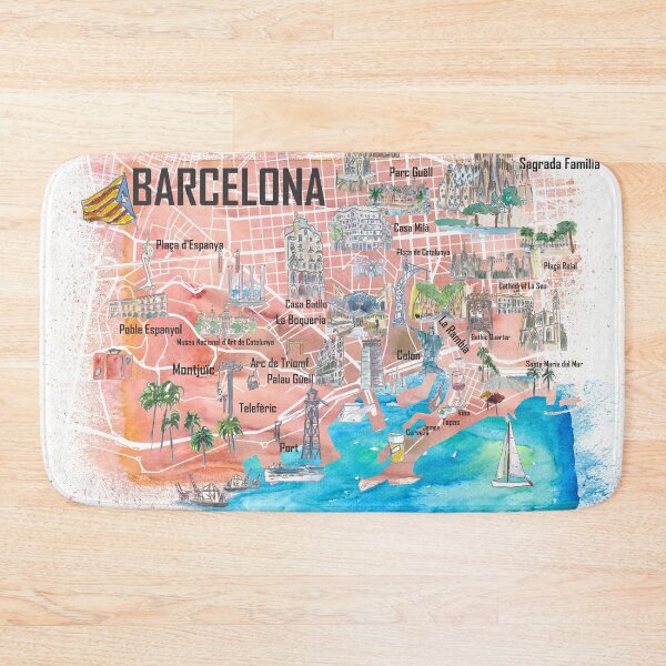 Item preview, Barcelona Illustrated Travel Map with Main Roads, Landmarks and Highlights designed and sold by artshop77.