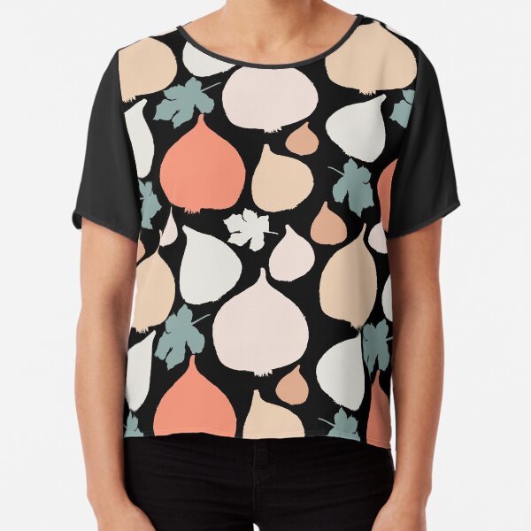 Feigen mit schwarzer Hintergrund Muster Chiffon Top