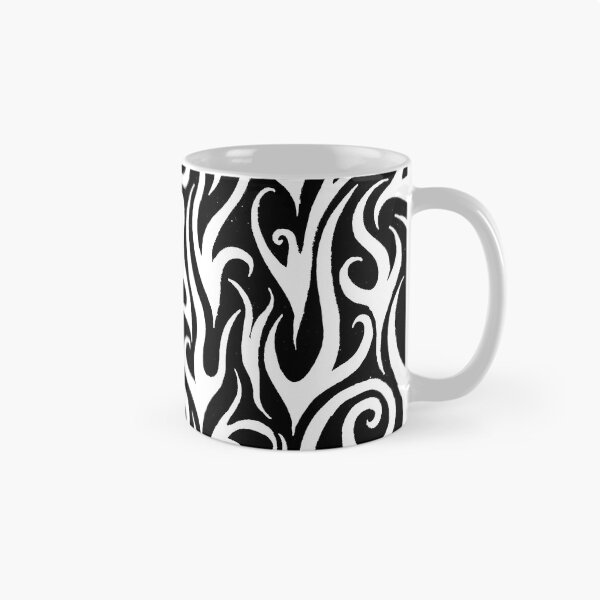 Artikelvorschau, verrücktes kontrastreiches swirly trippy Sechziger-Gekritzelkunst-Flammenschwarzweiss-muster entworfen und verkauft von Karen-Anne Geddes.