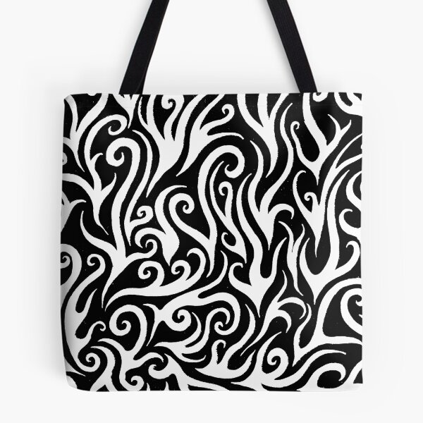 Item preview, crazy black and white high contrast swirly trippy sixties doodle art flame pattern © 2019 Karen-Anne Geddes designed and sold by Karen-Anne Geddes.