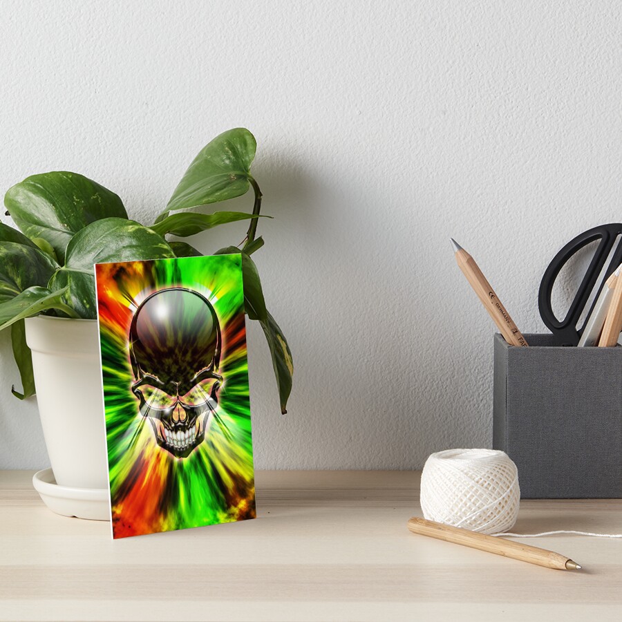 Crystal Skull on Psychedelic Flames Art Board Print