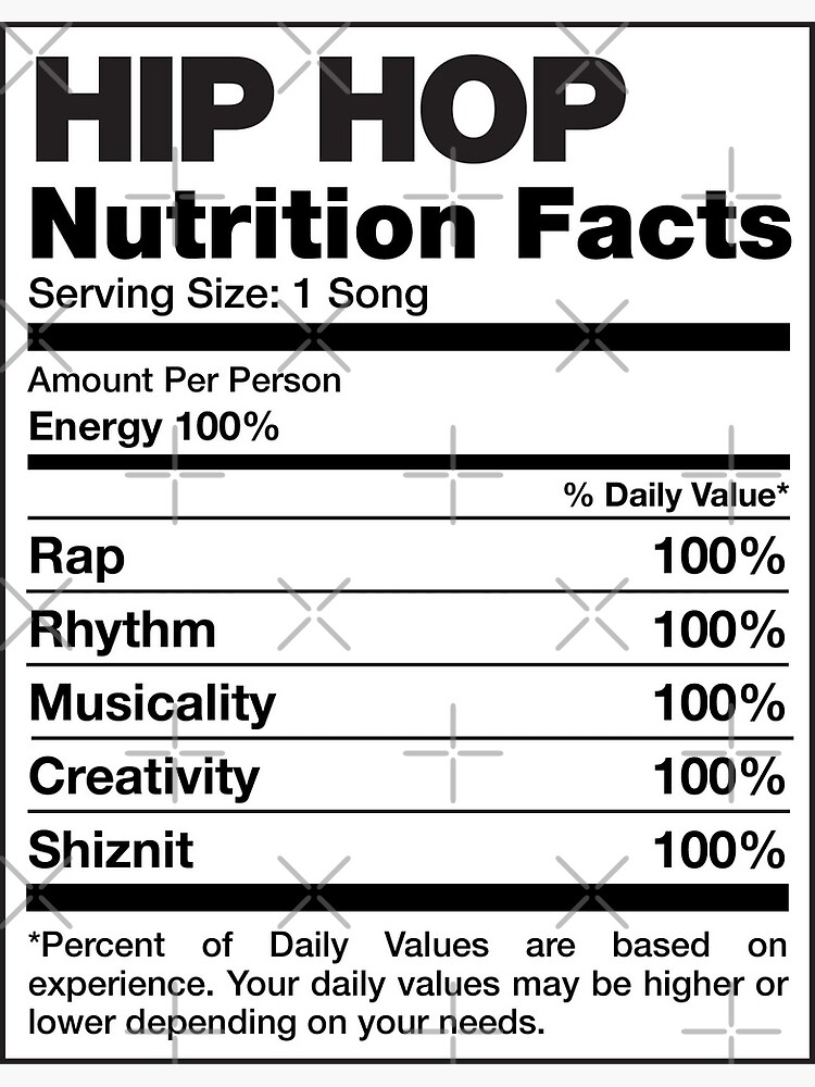 "Hip Hop Nutrition Facts" Art Print for Sale by Koleidescope Redbubble