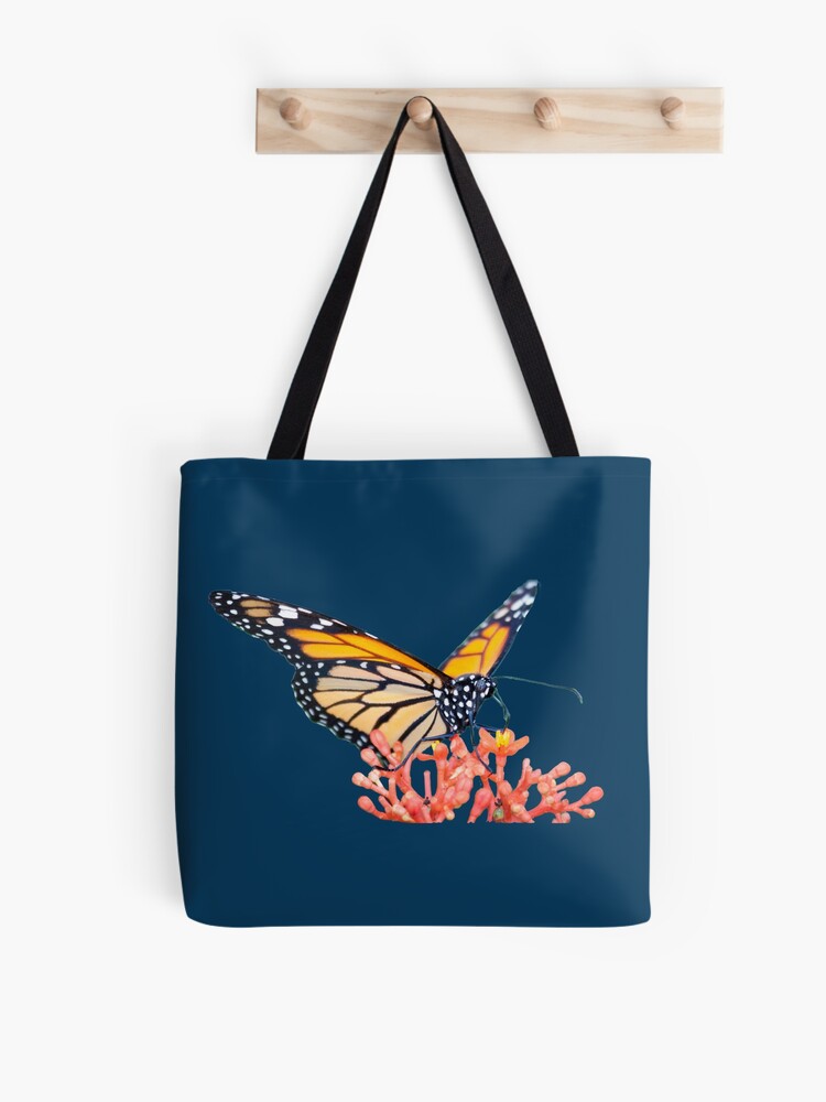 Thumbnail 1 von 2, Stofftasche, Geschenkidee Schmetterling Monarchfalter auf Blüte designt und verkauft von Igelchen.