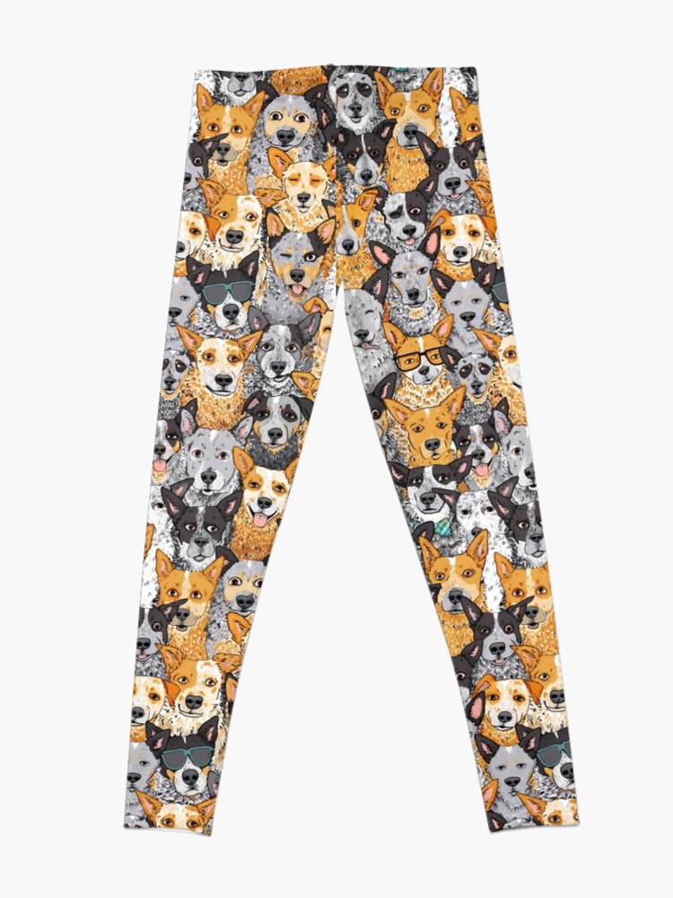 Alternate view of Cattle Dog Mixed Expressions, by Artwork by AK Leggings
