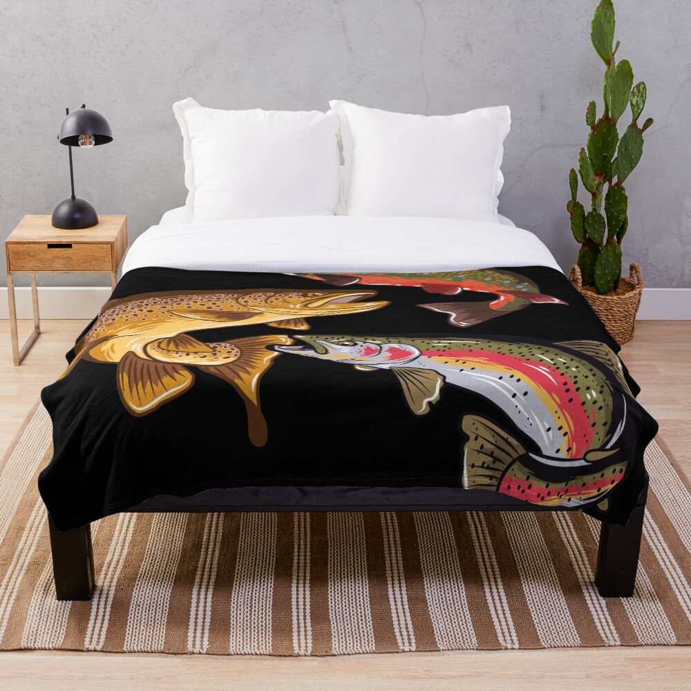 "Fly Fishing Trout Tribute" Throw Blanket for Sale by lureguru Redbubble