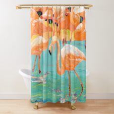 Bathing Beauty Flamingo's Shower Curtain