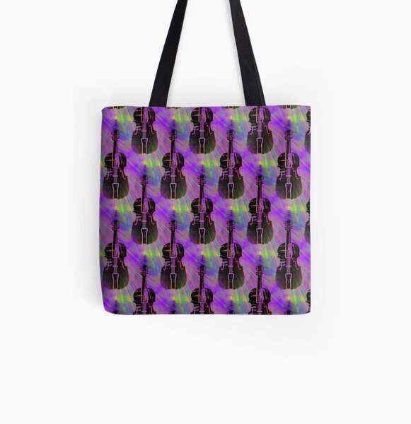 Violine vor buntem Hintergrund in Lilatönen Allover-Print Tote Bag