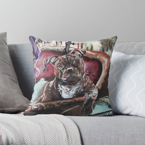English Staffordshire Bull Terrier Throw Pillow