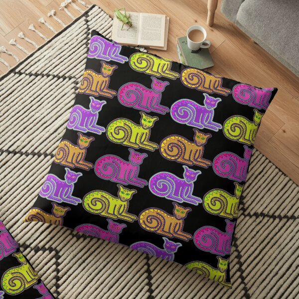 Grinning Kitty Party Floor Pillow