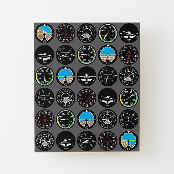 Flight Instruments Wood Mounted Print