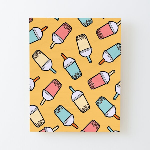 Bubble Tea Pattern Wood Mounted Print