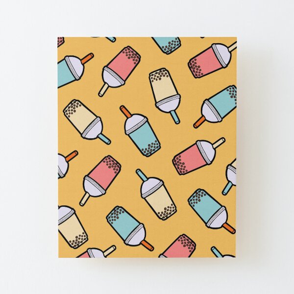 Bubble Tea Pattern Wood Mounted Print