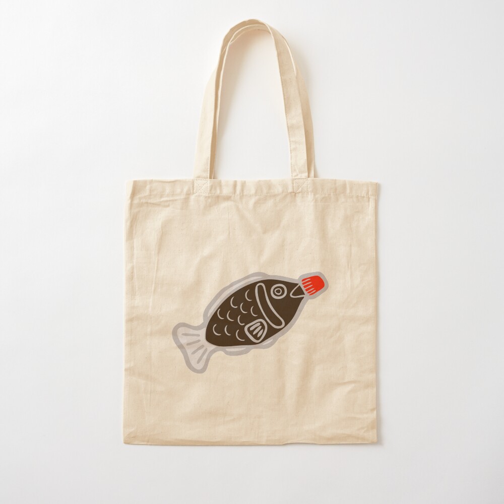 Sushi Soy Fish Pattern in Blue Cotton Tote Bag