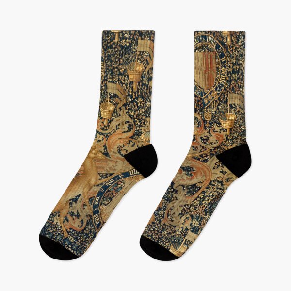 Item preview,  Gold Navy Blue Antique Heraldic Tapestry with Harts,Armorial Bearings Badges of John designed and sold by BulganLumini.