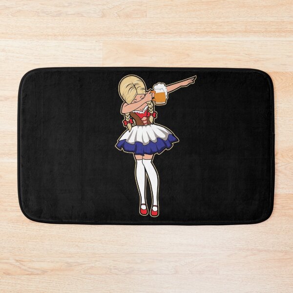 Item preview, Dabbing Blonde Bar Maiden with Mug of Beer Wearing a Dirndl graphic designed and sold by tronictees.