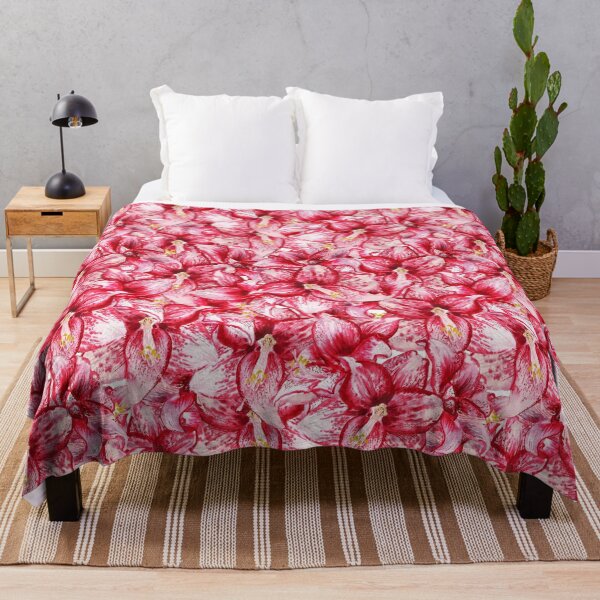 Item preview, Seamless pattern with watercolor image of red flowers of amaryllis designed and sold by Shoshina.