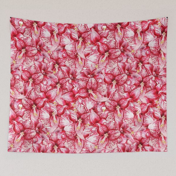 Item preview, Seamless pattern with watercolor image of red flowers of amaryllis designed and sold by Shoshina.