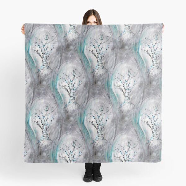 Tree Branches Impressionist Teal Gray Scarf