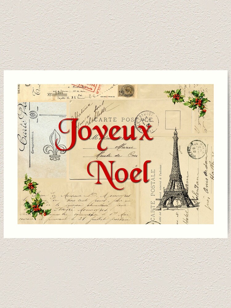 Paris Joyeux Noel Vintage Christmas Art Print By 13moons Redbubble