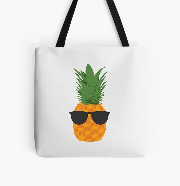 Two Way Canvas Tote Bag - I Love Pineapple with Glitter Print