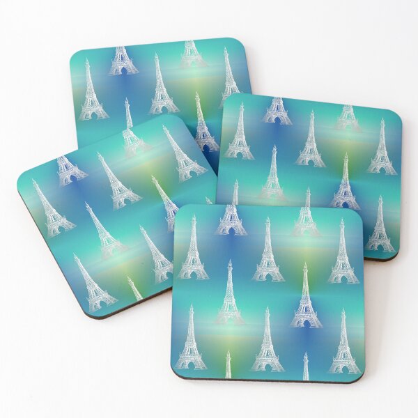 Item preview, Paris Eiffel Tower White on Blue Aqua designed and sold by 13Moons.