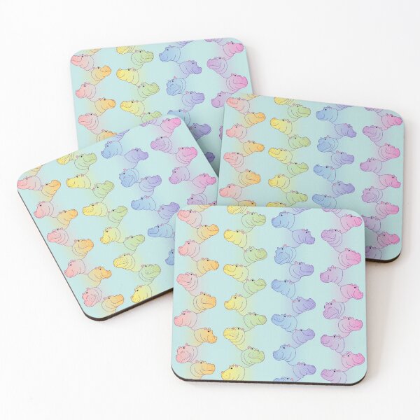 Item preview, Hippoline - pastel rainbow on blue designed and sold by Hippopottermiss.
