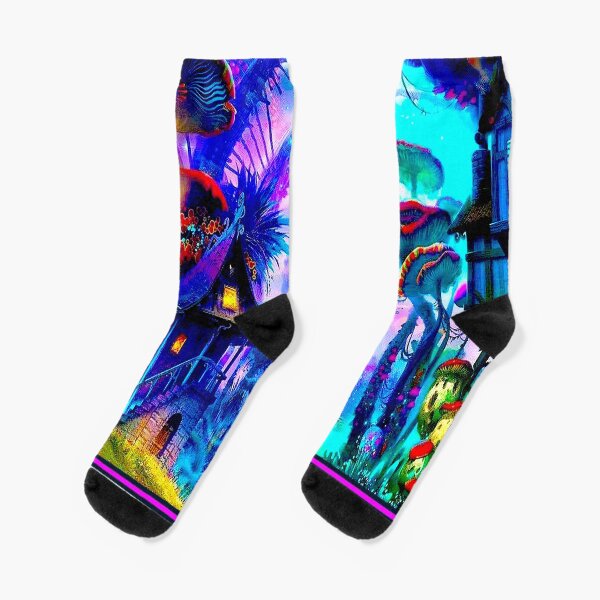 MAGISCHES PILZ: Abstrakter psychedelischer Dorfdruck Socken