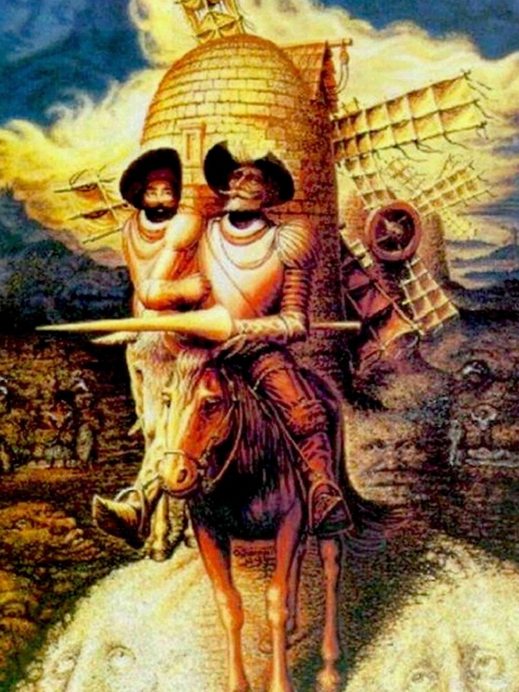 DON QUIXOTE : Vintage Abstract Dali Tilting at Windmills Print by posterbobs