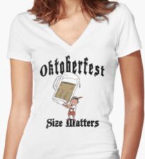 Funny Oktoberfest "Size Matters" Women's Fitted V-Neck T-Shirt