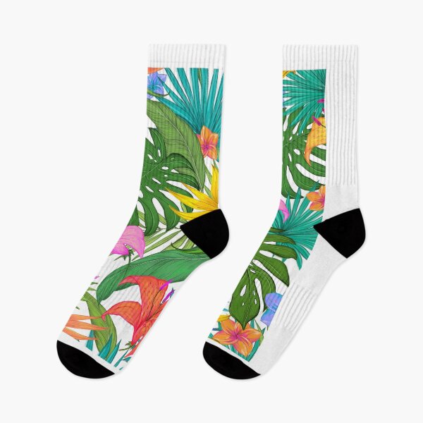 Item preview, Colourful Tropical flowers and leaves pattern designed and sold by azule1.
