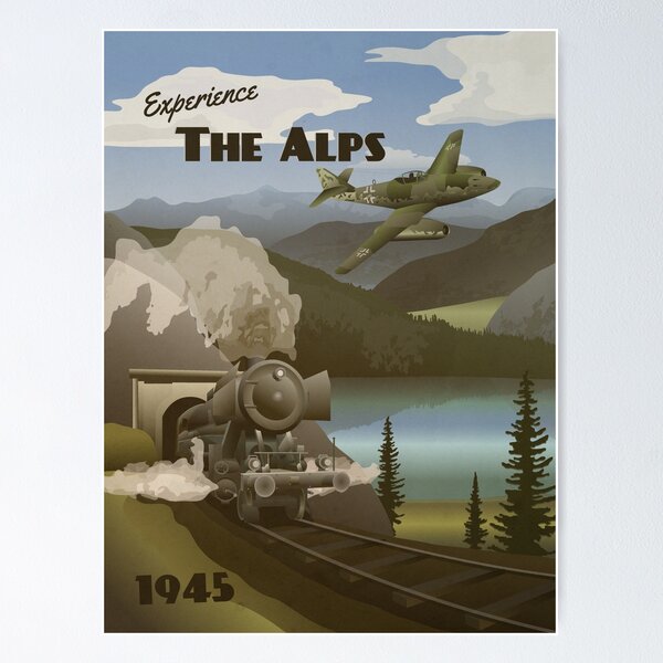 Item preview, The Alps 1945 - Mountain Vista Travel Poster designed and sold by The War Effort.