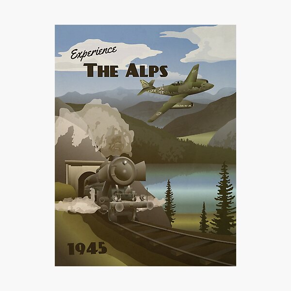 The Alps 1945 - Mountain Vista Travel Poster Photographic Print