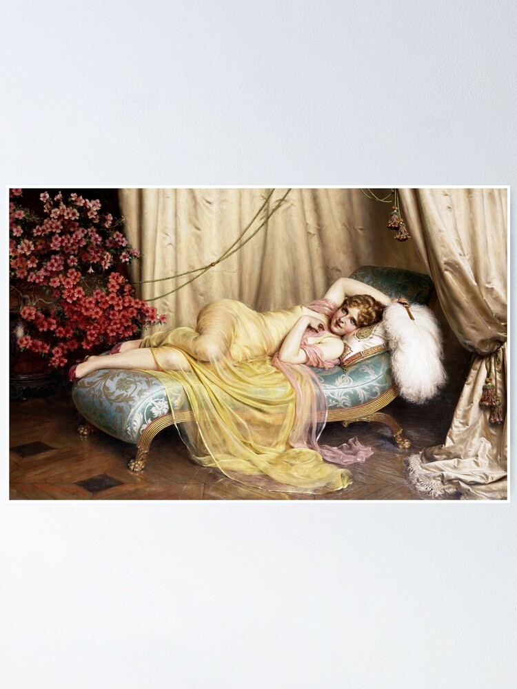 Alternate view of Flirtation - Artist Frederic Soulacroix (1858 - 1933) is known for landscape and figure painting Poster
