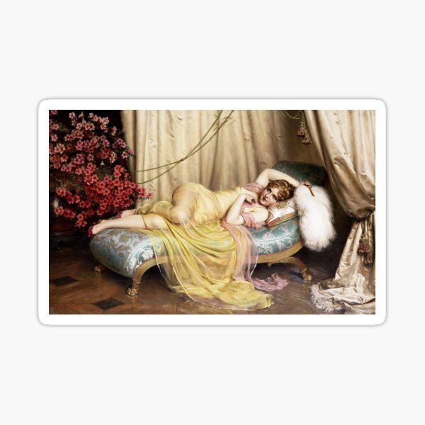 Flirtation - Artist Frederic Soulacroix (1858 - 1933) is known for landscape and figure painting  #Flirtation #Soulacroix #figure #painting Sticker
