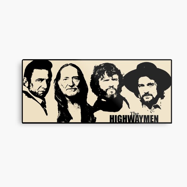 Outlaw Country Supergroup - The Black Stencil Metal Print
