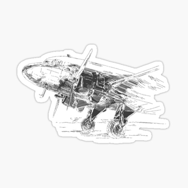Classic propliner passenger and cargo airplane Sticker