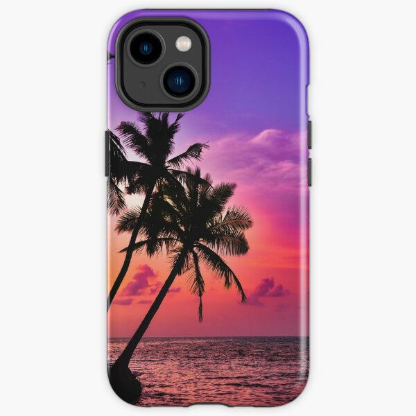 Beautiful Tropical Pink Palm Tree Sunset  iPhone Tough Case