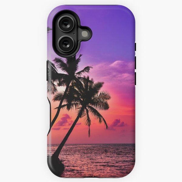 Aperçu de l'œuvre Magnifique coucher de soleil avec palmiers roses tropicaux créée et vendue par newburyboutique.
